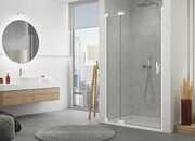 SanSwiss Cadura White Line drzwi wahadłowe 140cm jednoczęściowe lewe z polem stałym biały mat CA13G1400907