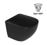 Excellent Luqa Spin Miska wisząca bezrantowa z deską wolnoopadającą czarny mat CEAC.6403.K.6405.480.BLM