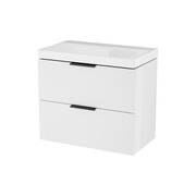 Excellent Blanko szafka 64 cm, biały połysk z umywalką z otworem na baterię, uchwyt czarny mat MLEX.6317.K.640.WHBL