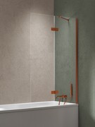 New Trendy Nesta Copper Brushed parawan nawannowy ze wspornikiem kątowym 110x150 cm prawy miedź szczotkowana/szkło przejrzyste P-0254-WL