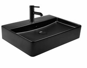 Oltens Duve umywalka 60x42 cm nablatowa prostokątna z powłoką SmartClean czarny mat 41800300