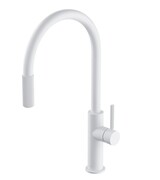 Omnires Switch bateria kuchenna z wyciąganą wylewką do podłączenia zestawu filtrującego biały mat SW9059WM