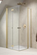 Radaway Nes Brushed Gold KDD B / KDD II kabina 90x100cm lewa złoto szczotkowane przejrzyste 10024090-99-01L/10016100-99-01R