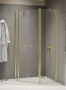 New Trendy New Soleo Light Gold 100x80x195 cm kabina pięciokątna drzwi podwójne wspornik skośny złoty połysk/szkło przejrzyste K-1669