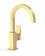 Tres CUADRO Bateria umywalkowa wysoka z boczną dźwignią złota 00660602OR