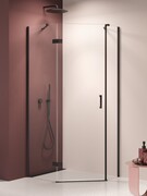 New Trendy Nesta Black kabina pięciokątna asymetryczna 100x80x200 cm lewa drzwi lewe szkło przejrzyste K-3793