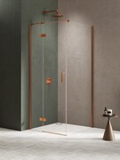 New Trendy Nesta Copper Brushed kabina 110x80x200 cm lewa wspornik równoległy miedź szczotkowana/szkło przejrzyste K-4609