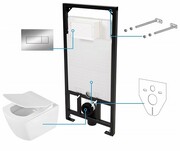 Deante Anemon Zero Nero podtynkowy zestaw WC z miską + deską wolnoopadającą + przycisk chrom CDZS6ZPW