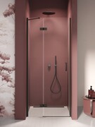 New Trendy Nesta Black 110x200 cm drzwi wnękowe lewe wspornik skośny szkło przejrzyste D-0862A