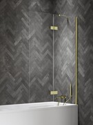 New Trendy Nesta Light Gold parawan nawannowy ze wspornikiem kątowym 120x150 cm prawy złoty połysk/szkło przejrzyste P-0244-WL