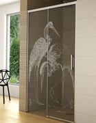 Grawer na szkle dla kabin Radaway wzór Żurawie