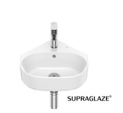Roca Gap umywalka ścienna narożna 40x44 cm z otworem na baterie biała z powłoka SUPERGLAZE A3270YYS00
