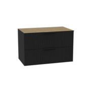 Excellent Tuto 2.0 szafka wisząca front ryflowany czarny mat 80x50x46,5 cm blat dąb Hikora MLEX.2172.K.80.03BL.BKBK