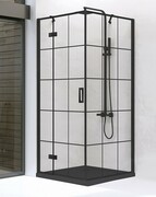 New Trendy New Renoma Black kabina kwadratowa 90x90x195cm przejrzyste lewa D-0273A/D-0119B