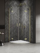 New Trendy Nesta Light Gold kabina półokrągła 90x90x200 cm złoty połysk/szkło przejrzyste K-4576
