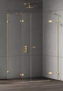 New Trendy Eventa Gold Shine kabina prysznicowa prostokątna 130x80x200 cm prawa przejrzyste Złoty połysk EXK-4777