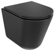 Besco Laax Ergo Matt Black miska WC wisząca + deska wolnoopadająca Laax Black czarny matt #ZLAE-C-DLC
