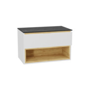 Excellent Tuto 2.0 szafka wisząca front gładki niski biały połysk 80x50x46,5 cm blat marmur MLEX.2171.K.80.01MA.WHWH