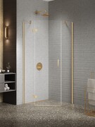 New Trendy Nesta Gold Brushed kabina pięciokątna 90x90x200 cm lewa drzwi pojedyncze złoto szczotkowane/szkło przejrzyste K-3801