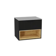 Excellent Tuto 2.0 szafka wisząca front ryflowany czarny mat 60x50x46,5 cm blat jasny szary MLEX.2171.K.60.03SJ.BKBK