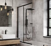 Besco Easy Slide Black czarny parawan nawannowy przesuwny 100x150cm PESB-2S