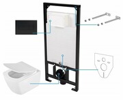 Deante Anemon Zero Nero podtynkowy zestaw WC z miską + deską wolnoopadającą + przycisk czarny mat CDZN6ZPW