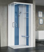 Novellini Skill 2A kabina z hydromasażem prawa błękitna 120x90 SKIA299DM1F-1AN0
