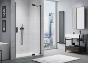 SanSwiss Cadura Black Line drzwi wahadłowe 100cm jednoczęściowe prawe z polem stałym czarny mat CA13D1000607