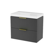 Excellent Blanko szafka 64 cm, czarny soft z umywalką bez otworu na baterię, uchwyty złoty połysk MLEX.6327.K.640.BLGL