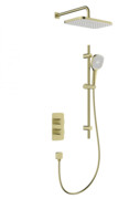 KFA MALAGA BRUSHED LIGHT GOLD podtynkowy zestaw prysznicowy z baterią termostatyczną 3 funkcyjną i natryskiem przesuwnym złoty szczotkowany 5759-301-31