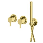 Kohlman Axel Gold bateria prysznicowo-wannowa podtynkowa z rączką prysznicową Złota QW260AGD