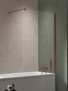 New Trendy Nesta Copper Brushed parawan nawannowy ze wspornikiem prostopadłym 50x150 cm miedź szczotkowana/szkło przejrzyste P-0215-WP