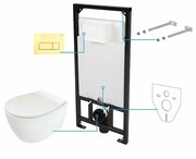 Deante Silia podtynkowy zestaw WC z miską + deską wolnoopadającą + przycisk złoty CDLZ6ZPW