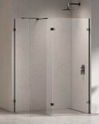 New Trendy Eventa Black Chrome kabina walk-in 120x140x200 cm z dodatkową ścianką przejrzyste czarny połysk EXK-6325/EXK-6333