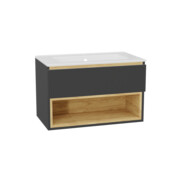 Excellent Tuto 2.0 szafka wisząca z umywalką AS 80x50x46,5 cm front gładki niski szary MLEX.2171.K.80.0136.GRGR