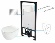 Deante Silia podtynkowy zestaw WC z miską + deską wolnoopadającą + przycisk chrom CDLS6ZPW