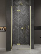New Trendy Nesta Light Gold 80x200 cm drzwi wnękowe lewe wspornik skośny złoty połysk/szkło przejrzyste D-0907A