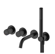 Oltens Hamnes bateria wannowo-prysznicowa podtynkowa 4-otworowa kompletna czarny mat 34107300