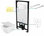 Deante Anemon Zero Nero podtynkowy zestaw WC z miską + deską wolnoopadającą + przycisk złoty CDZZ6ZPW