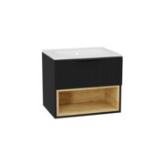 Excellent Tuto 2.0 szafka wisząca z umywalką PIK 60x50x46,5 cm front ryflowany czarny mat MLEX.2171.K.60.0365.BKBK