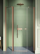 New Trendy New Soleo Copper Brushed 130x195 cm drzwi wnękowe wsporniki skośne miedź szczotkowana/szkło przejrzyste D-0969A