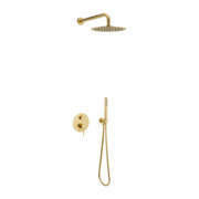 Excellent PI zestaw prysznicowo-wannowy podtynkowy 3 funkcyjny z deszczownicą 25 cm złoto szczotkowane AREX.SET.1247GB