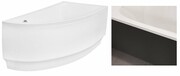 Besco Praktika 150x70cm wanna asymetryczna prawa + obudowa CZARNY mat + syfon CZARNY #WAP-150-PP/OAP-150-NPC/19977