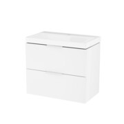 Excellent Blanko szafka 64 cm, biały połysk z umywalką z otworem na baterię, uchwyt biały połysk MLEX.6317.K.640.WHWH