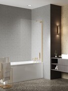 New Trendy Nesta Gold Brushed parawan nawannowy ze wspornikiem kątowym 60x150 cm złoto szczotkowane/szkło przejrzyste P-0210-WL