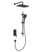KFA MALAGA BLACK podtynkowy zestaw prysznicowy z baterią 3 funkcyjną i natryskiem przesuwnym czarny 4529-301-81