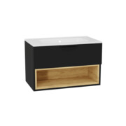 Excellent Tuto 2.0 szafka wisząca z umywalką PIK 80x50x46,5 cm front gładki wysoki czarny MLEX.2171.K.80.0265.BKBK