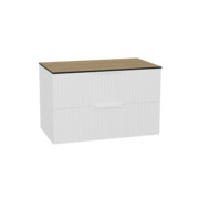 Excellent Tuto 2.0 szafka wisząca front ryflowany biały połysk 80x50x46,5 cm blat dąb Hikora MLEX.2172.K.80.03BL.WHWH