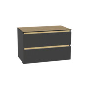 Excellent Tuto 2.0 szafka wisząca front gładki niski szary 80x50x46,5 cm blat dąb Hikora MLEX.2172.K.80.01BL.GRGR