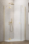 Radaway Essenza 8 Gold Ptj kabina pięciokątna 100x100cm lewa złoty połysk/szkło przejrzyste 10490000-09-01L/10490300-01-01